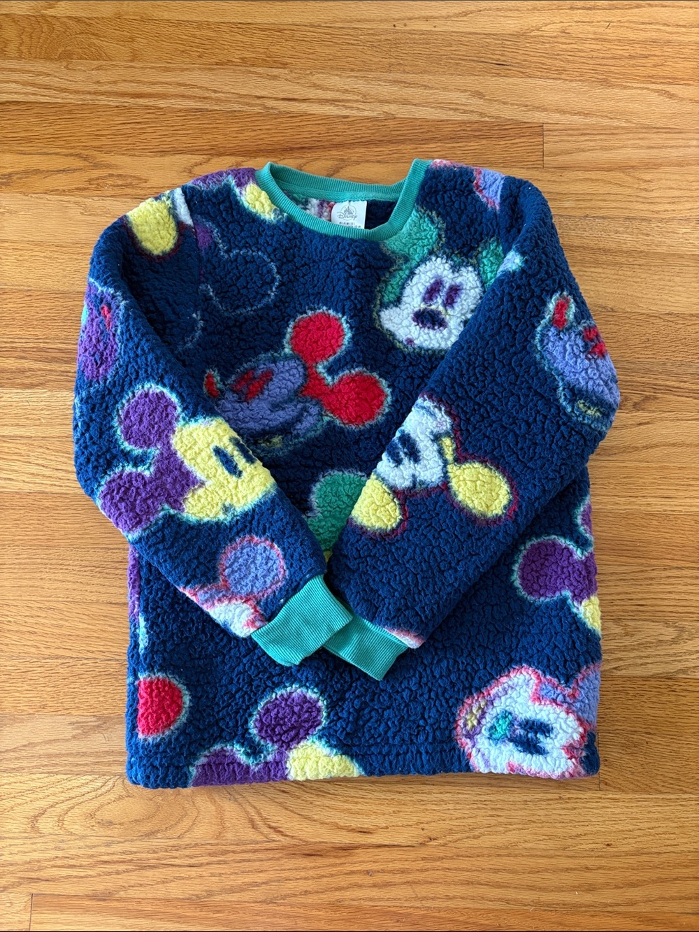 Disney Navy Sherpa Pullover with Multicolor Mickey Heads